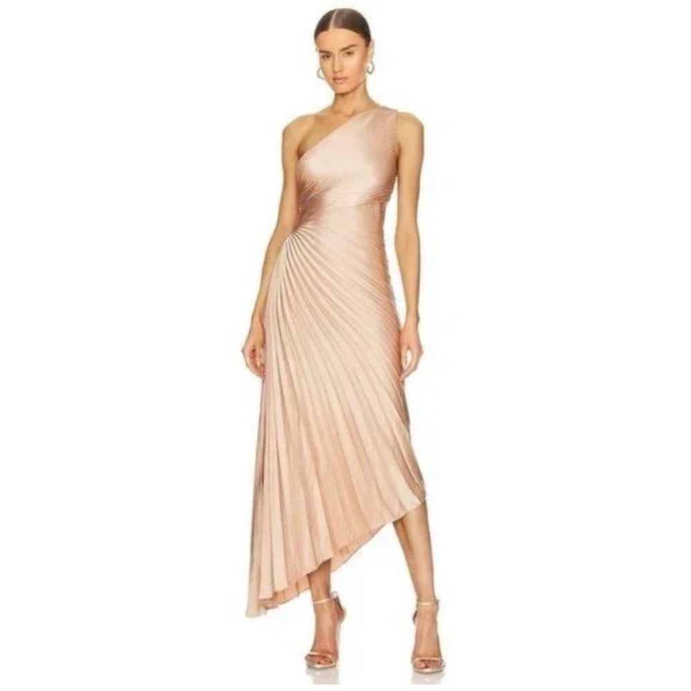A.L.C. One-Shoulder Delfine Dress Champagne size 2 NWT